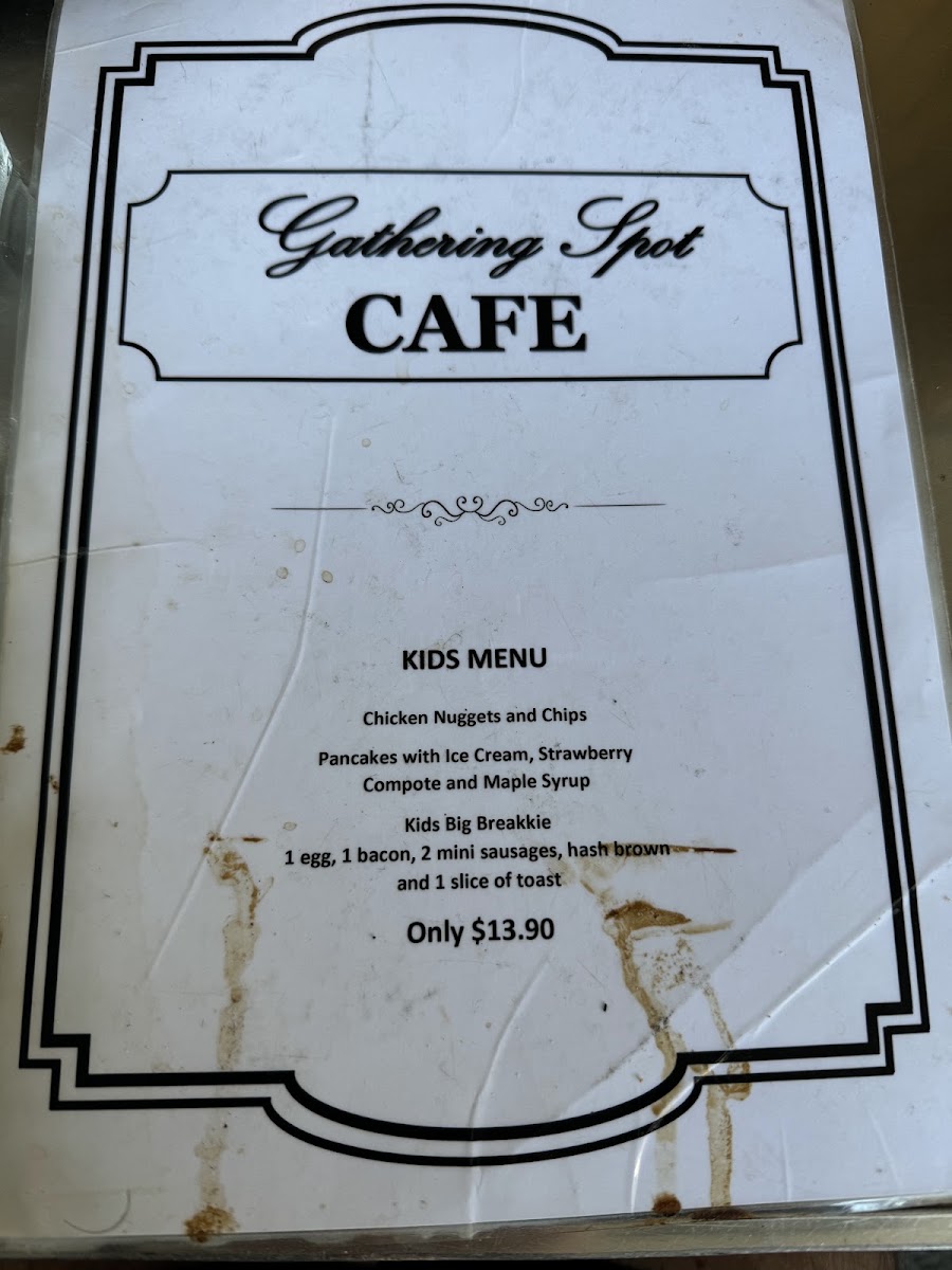 Gathering Spot Cafe menu board