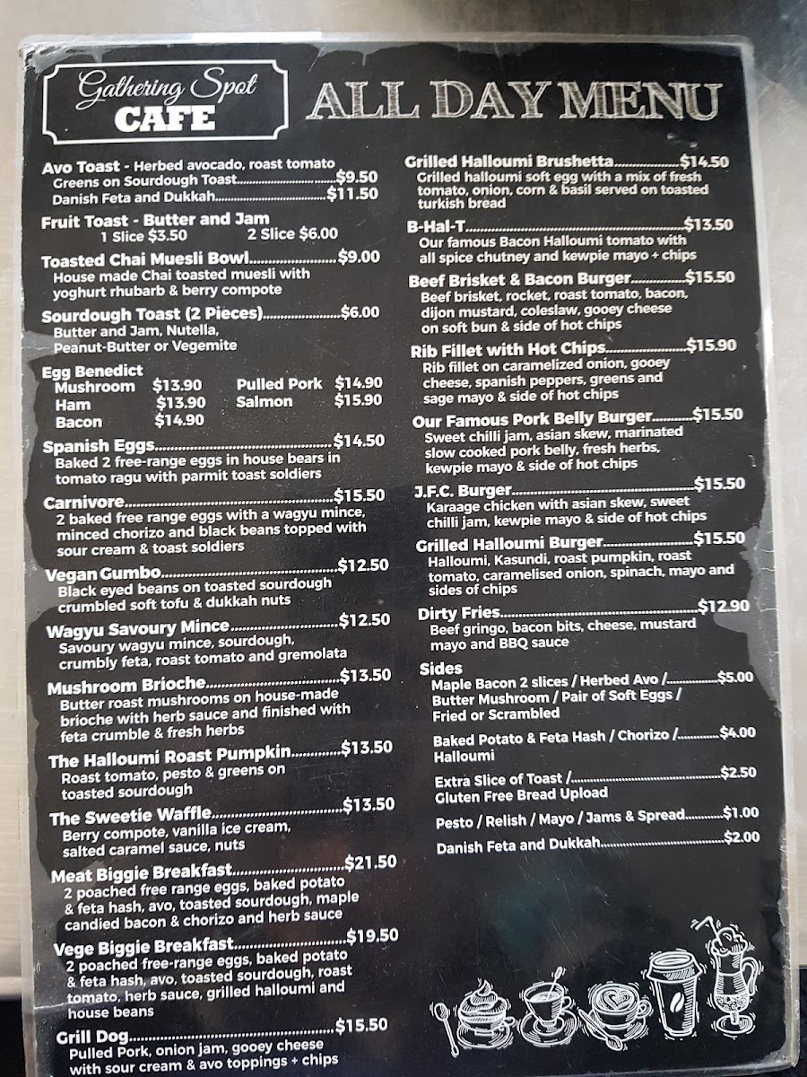 Gathering Spot Cafe menu board