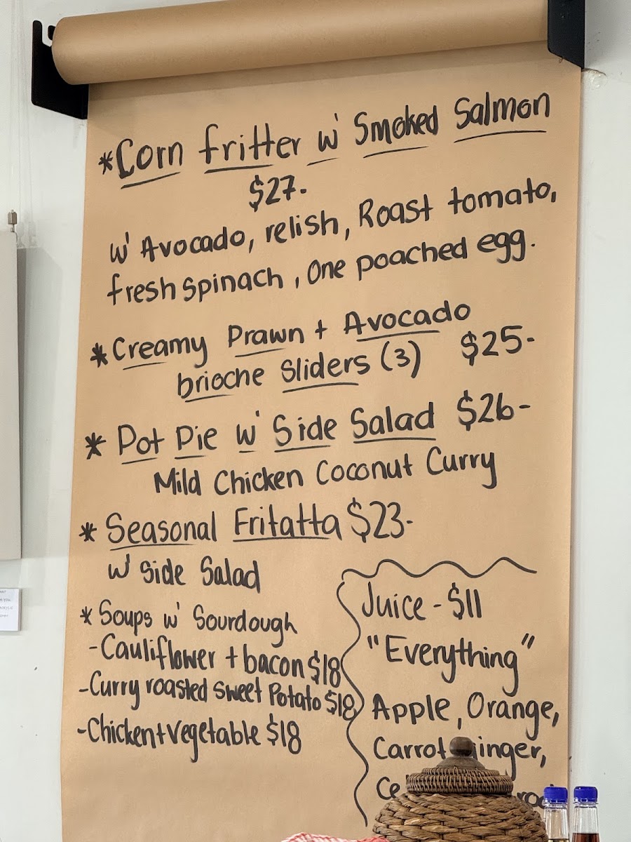 Minnamurra General Store & Cafe menu board