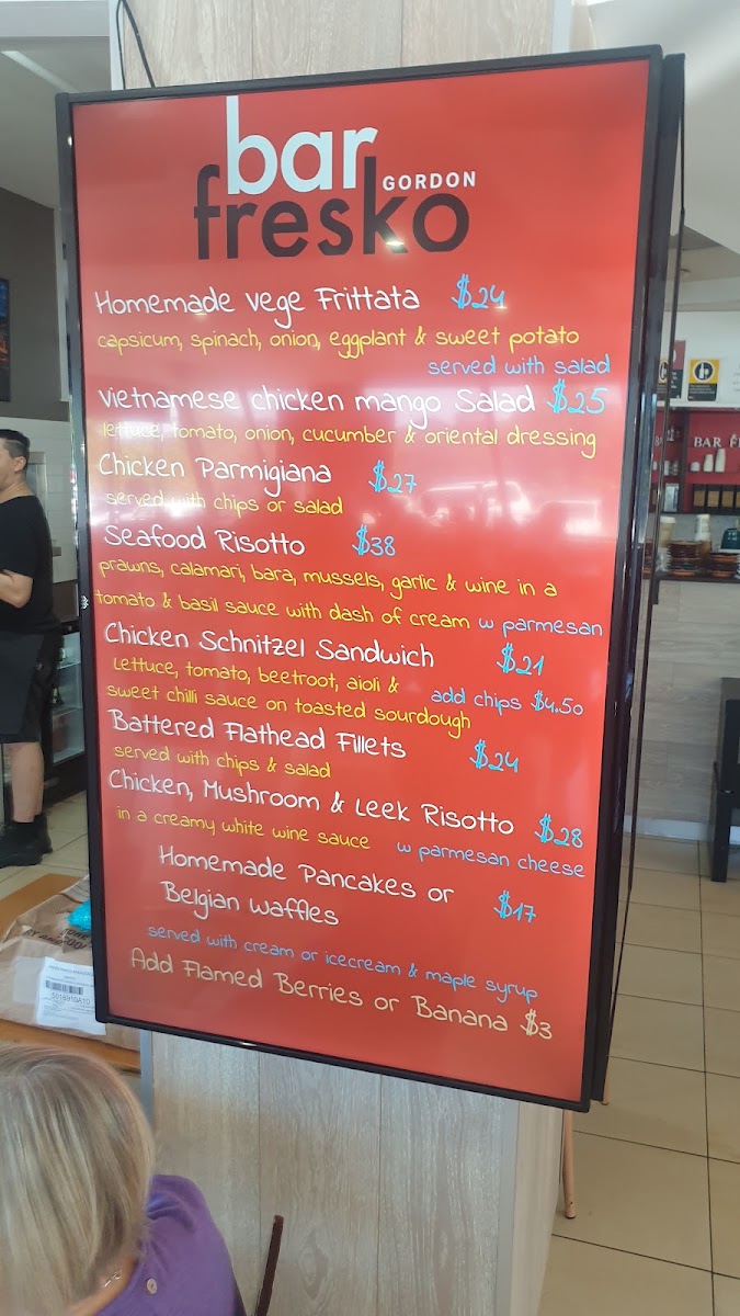 Bar Fresko Gordon menu board