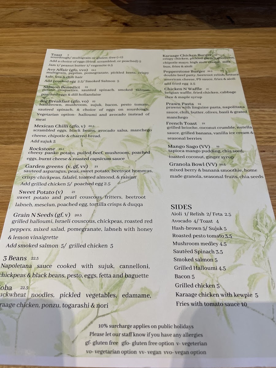 Gaffney St General menu board