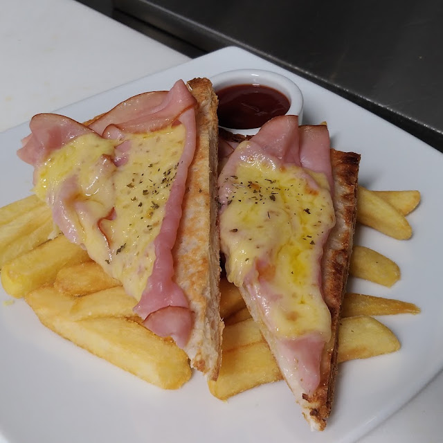 Ham and Cheese Open Grilled with Chips