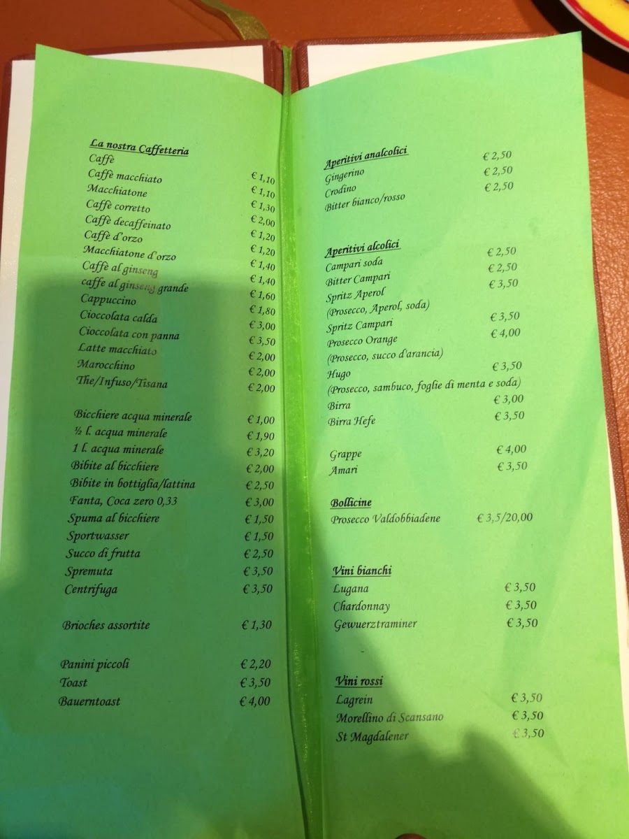 Bistrò Caffè al Volo menu board