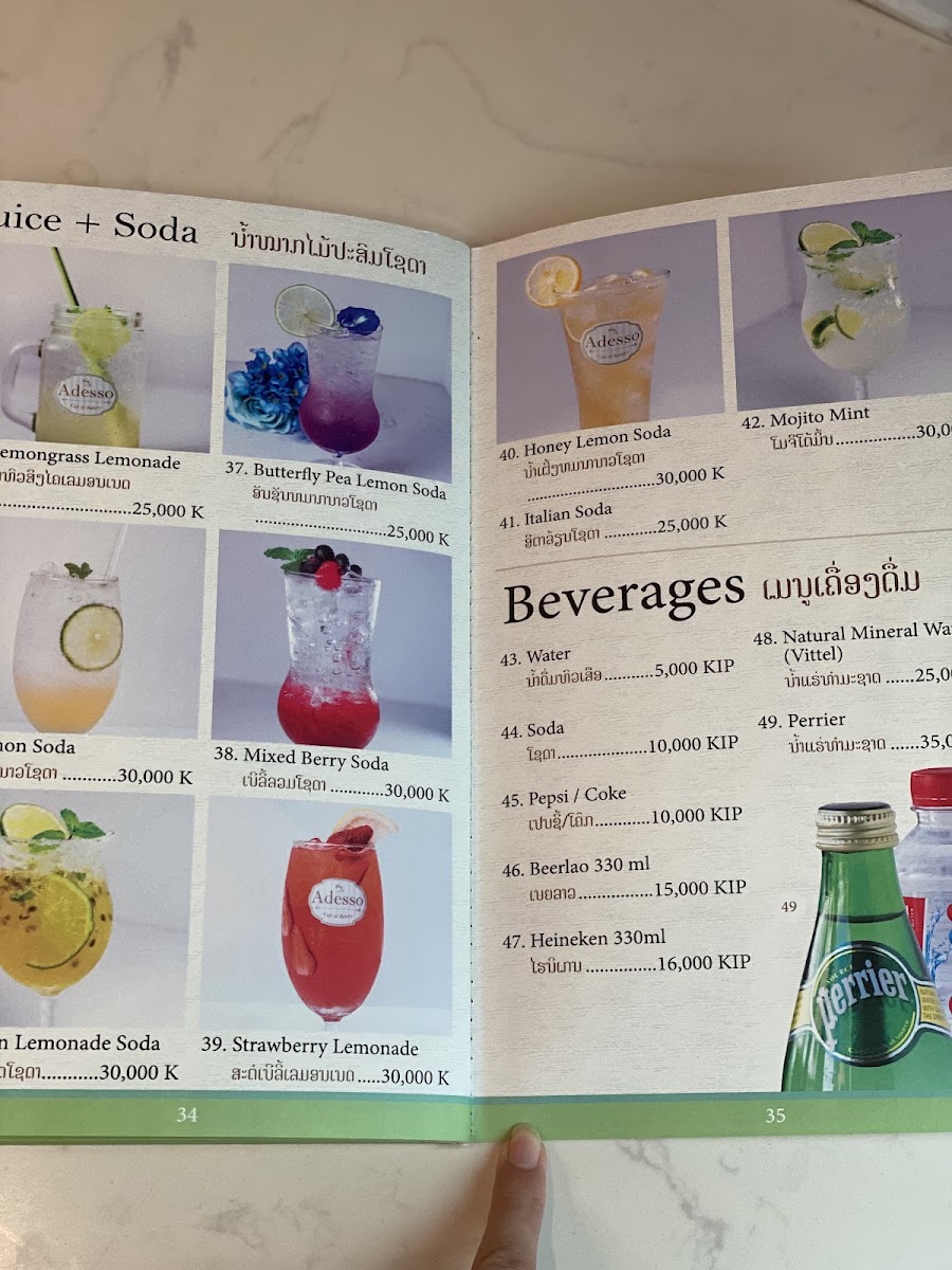 Adesso Cafe & Bakery menu board