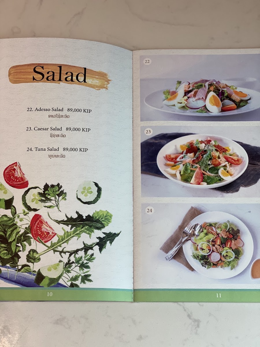 Adesso Cafe & Bakery menu board