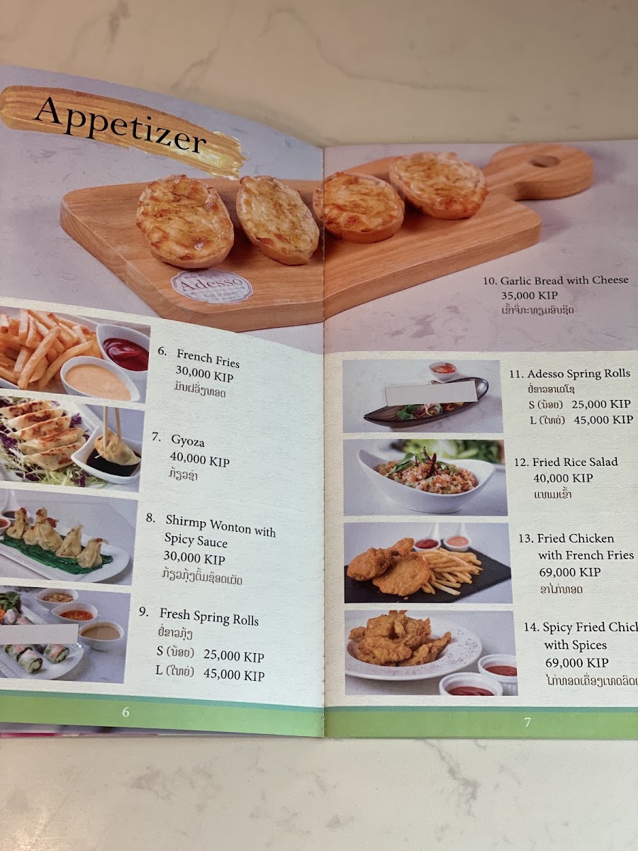 Adesso Cafe & Bakery menu board