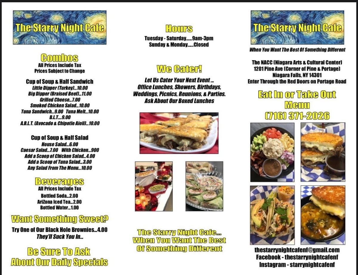 Starry Night Café menu board
