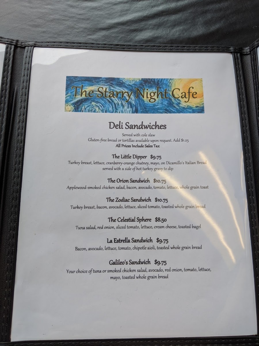 Starry Night Café menu board