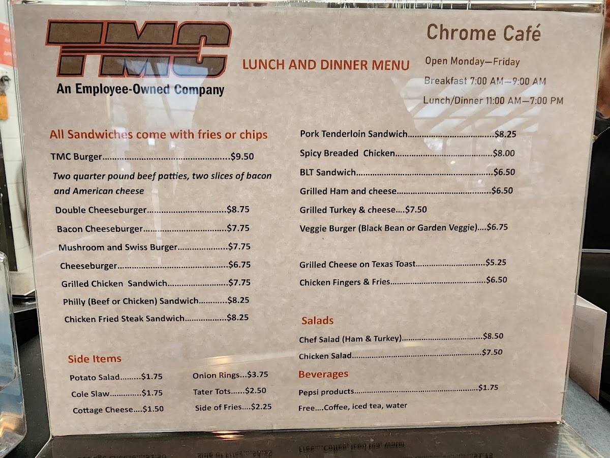 TMC Chrome Cafe menu board