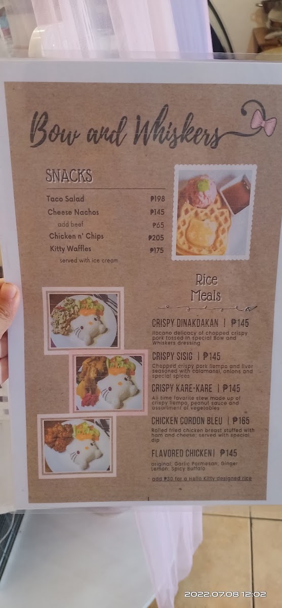 Bow And Whiskers menu board