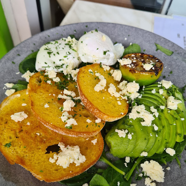Poached Eggs Potatos Avocado and Lime