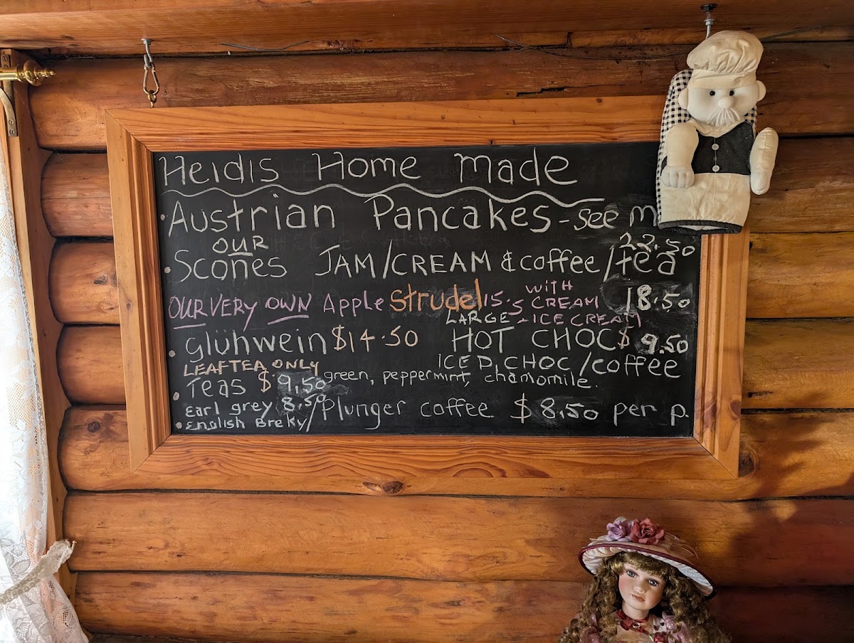 Miss Heidi's Tea House menu board