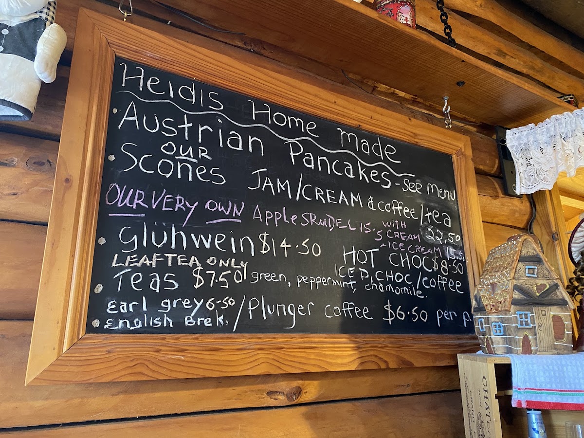 Miss Heidi's Tea House menu board