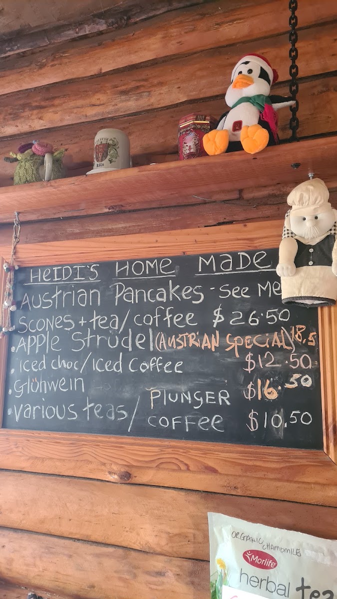 Miss Heidi's Tea House menu board