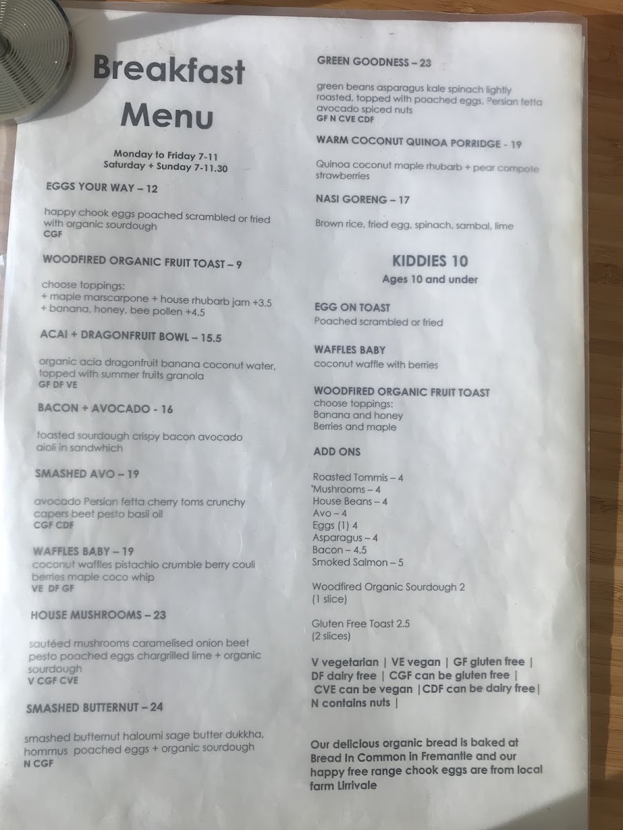Flowvitality menu board
