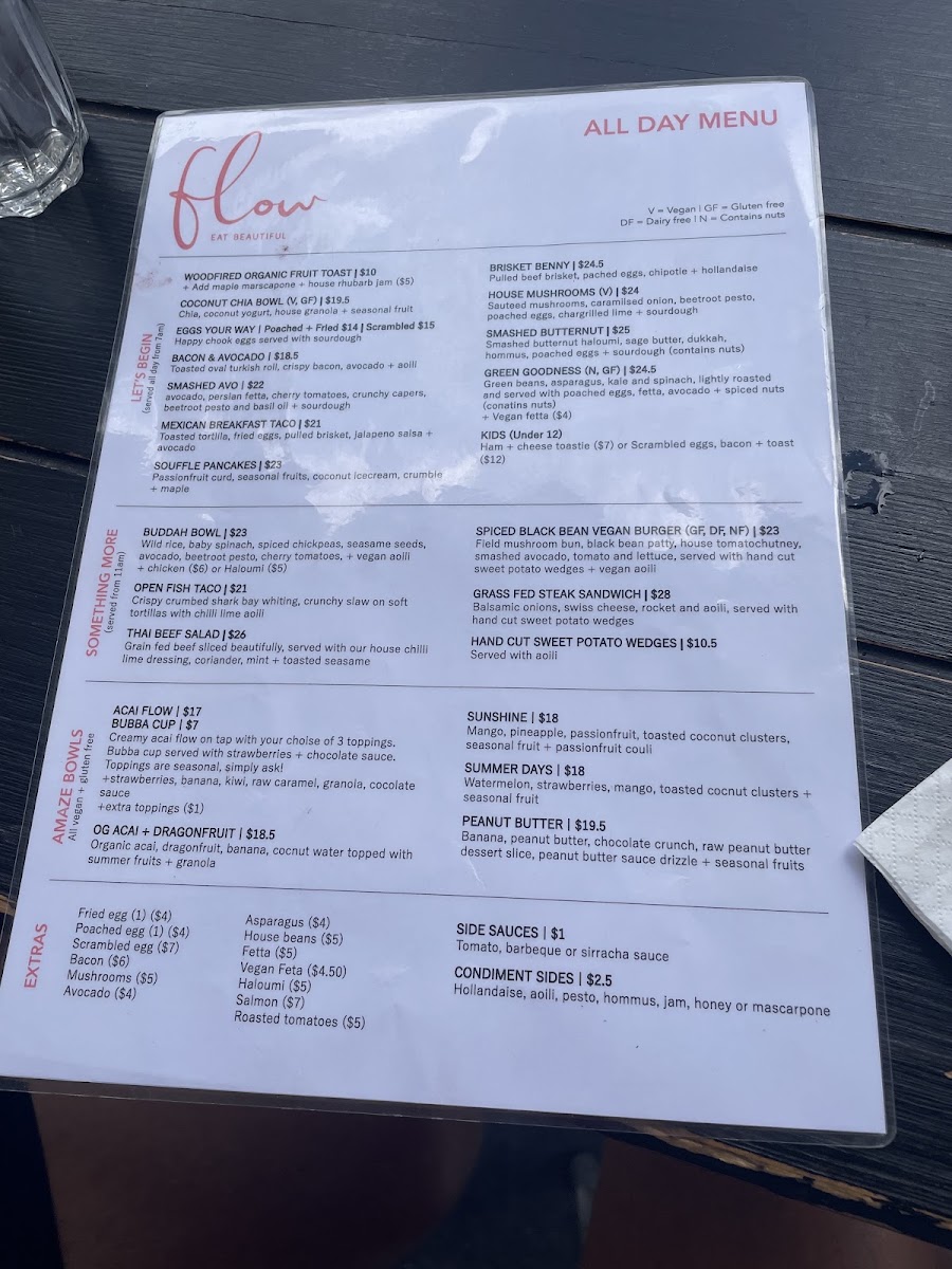 Flowvitality menu board