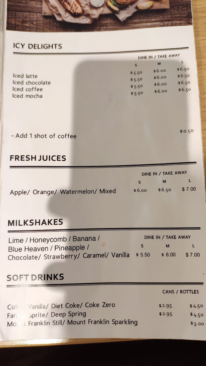 Blax Coffee Specialty Roasters menu board