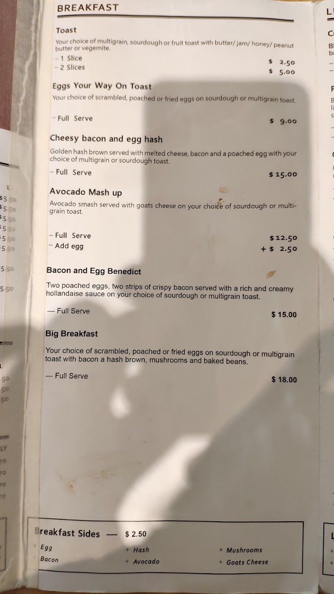 Blax Coffee Specialty Roasters menu board