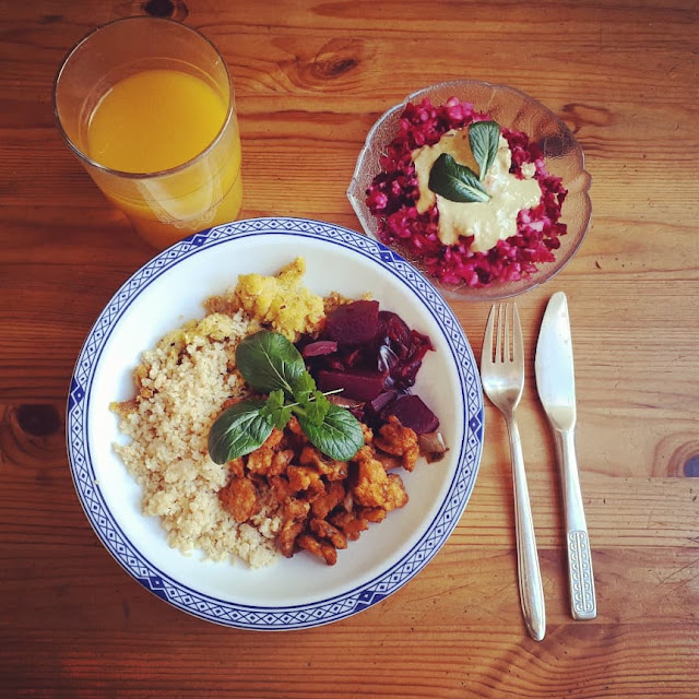 Sojageschnetzeltes Und Couscous