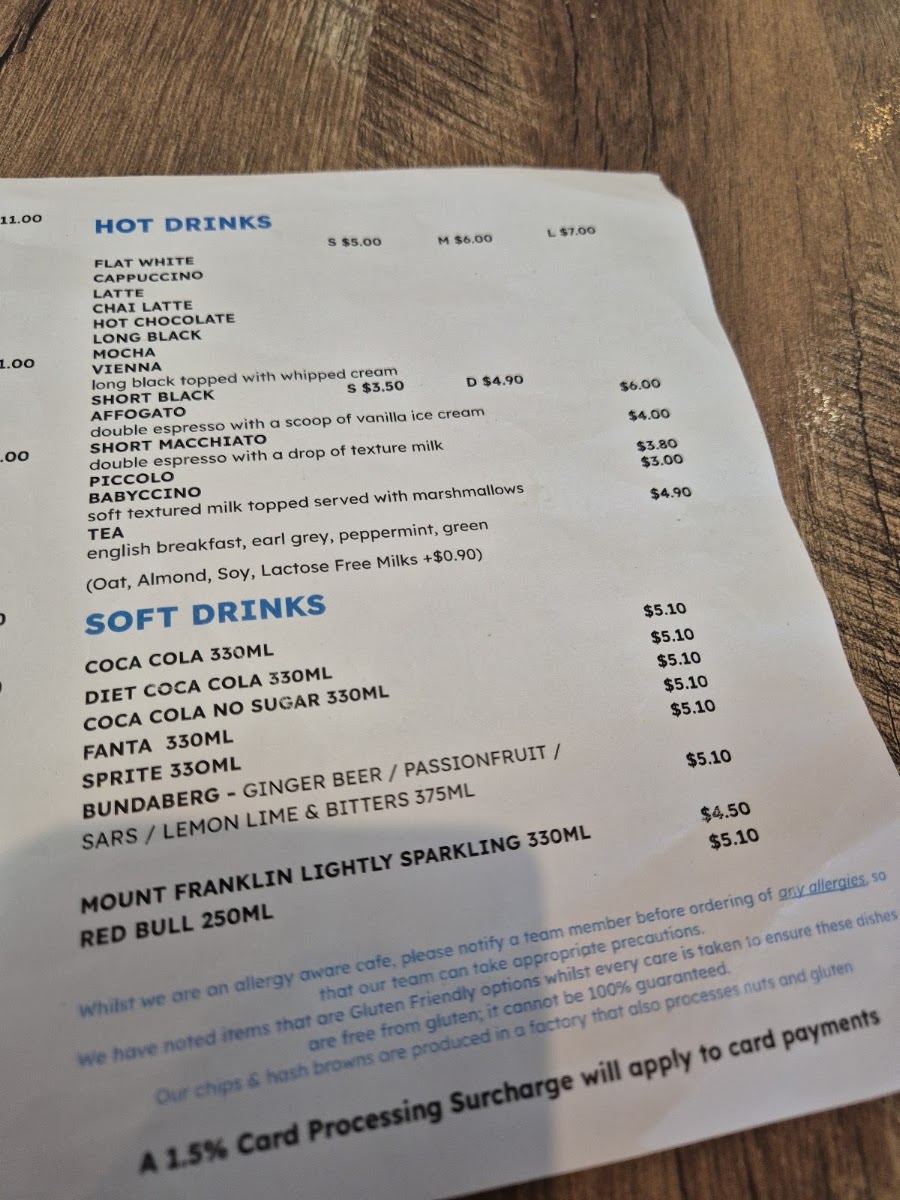 Chill Cafe Ayr menu board