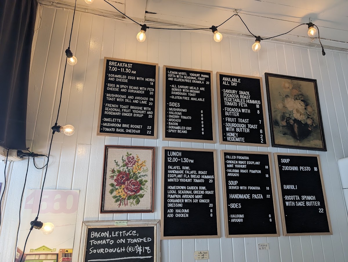 Homegrown Cafe menu board