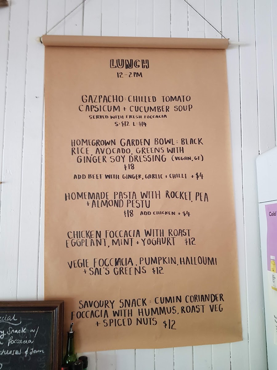 Homegrown Cafe menu board