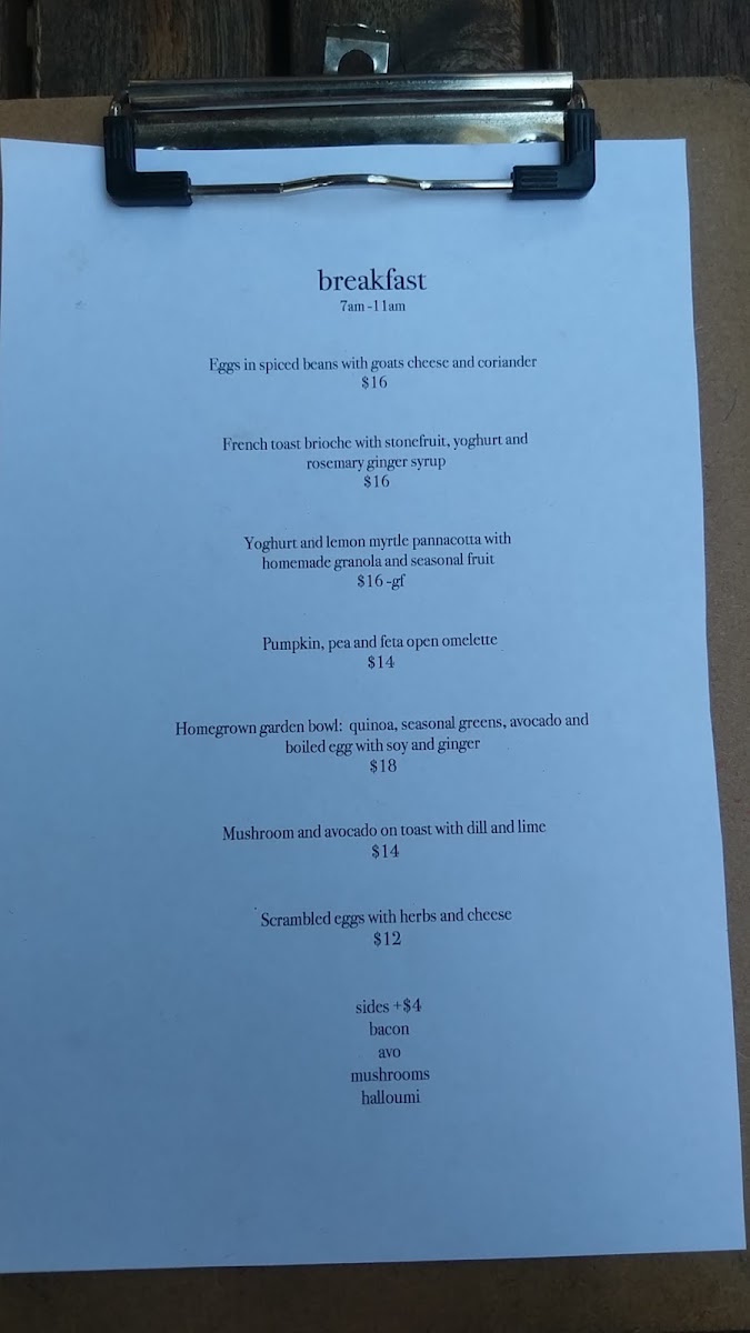 Homegrown Cafe menu board