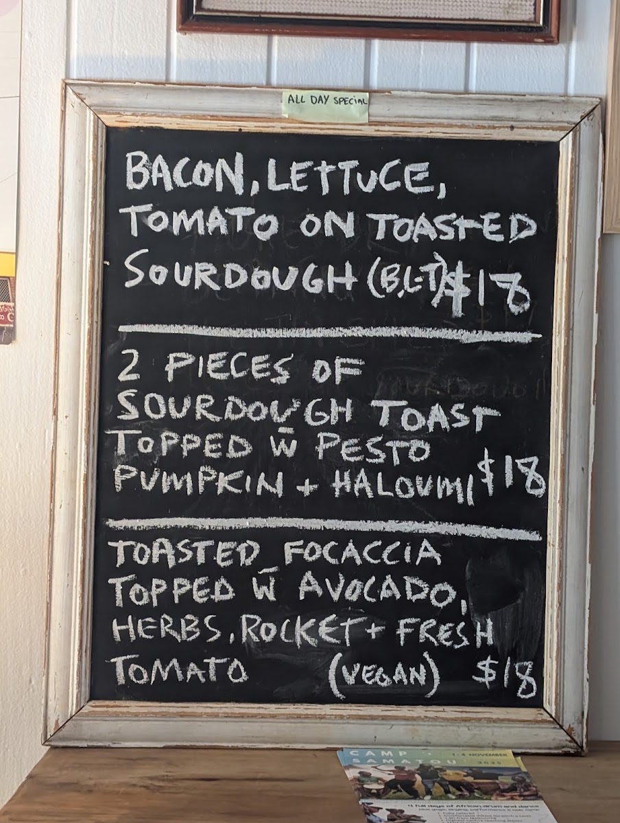 Homegrown Cafe menu board