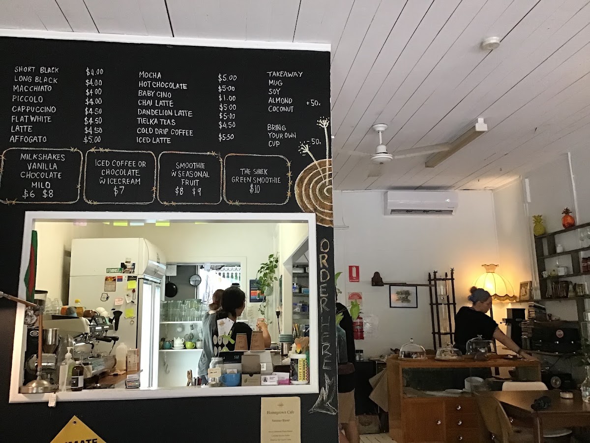 Homegrown Cafe menu board