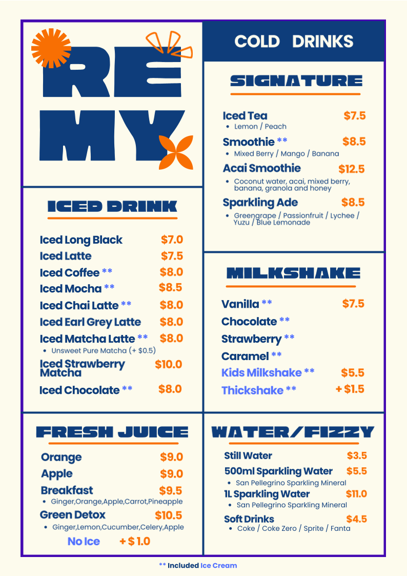 Remy Cafe & Bistro menu board