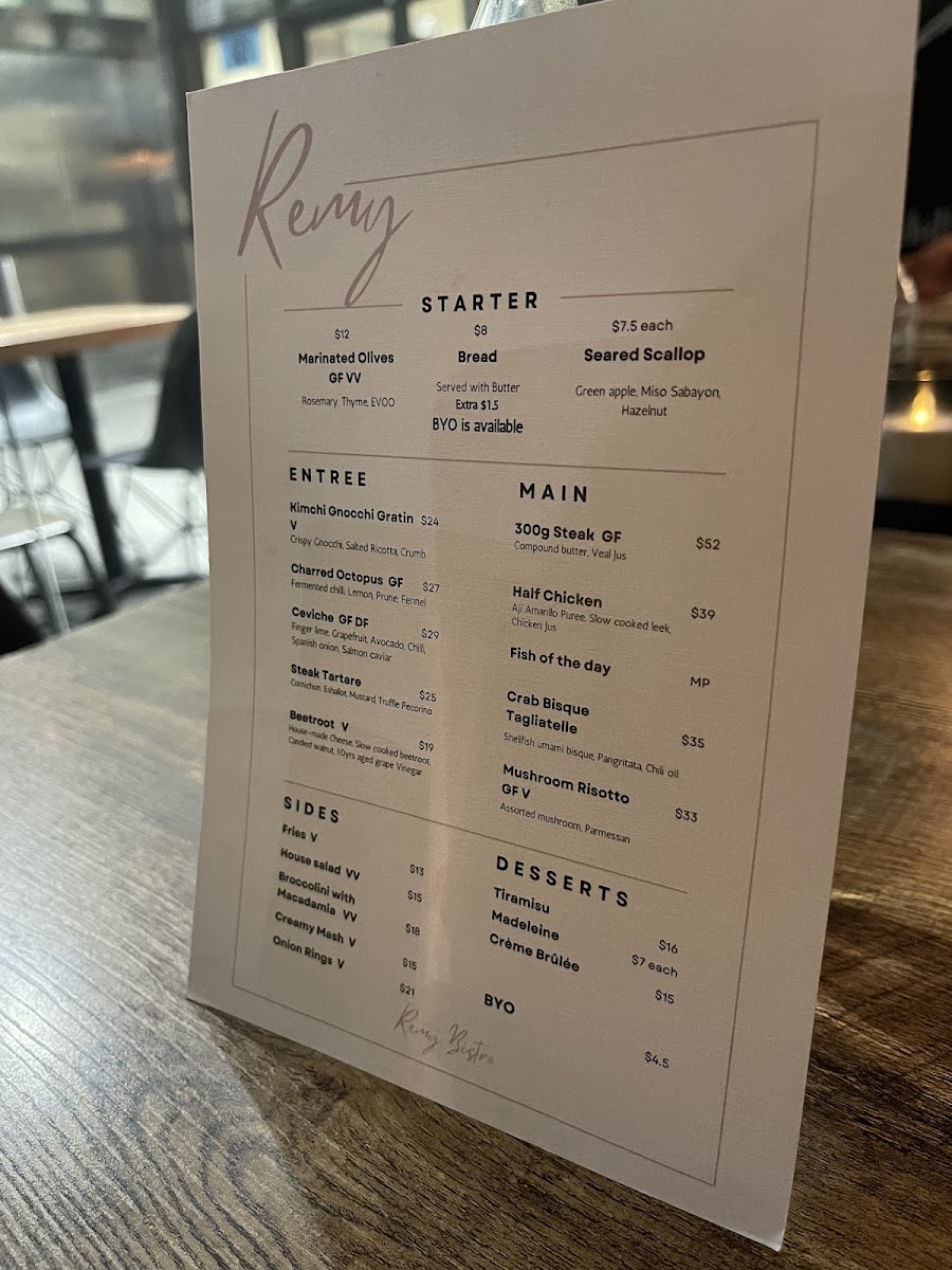 Remy Cafe & Bistro menu board