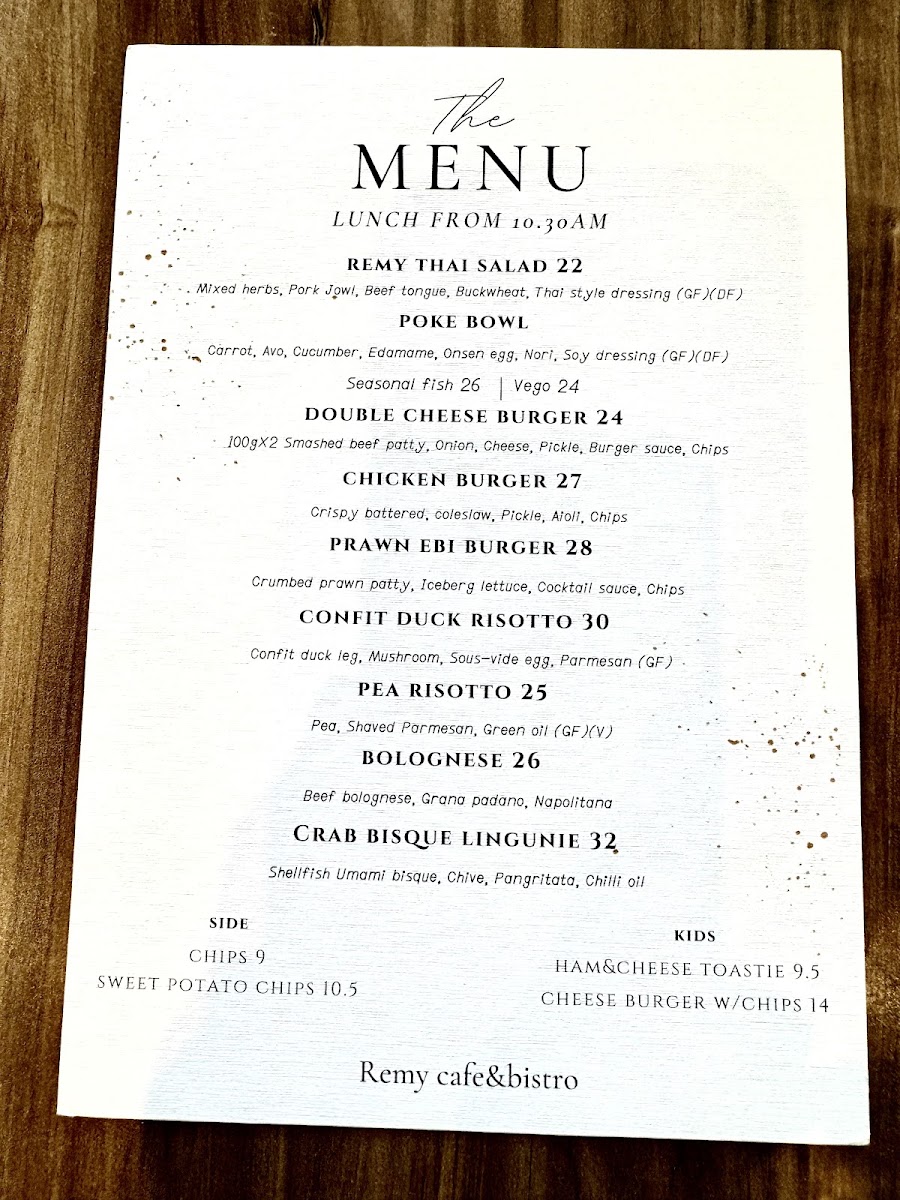 Remy Cafe & Bistro menu board