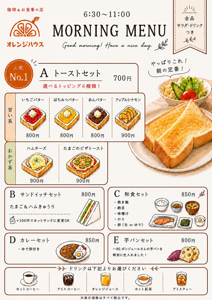 Orange House menu board