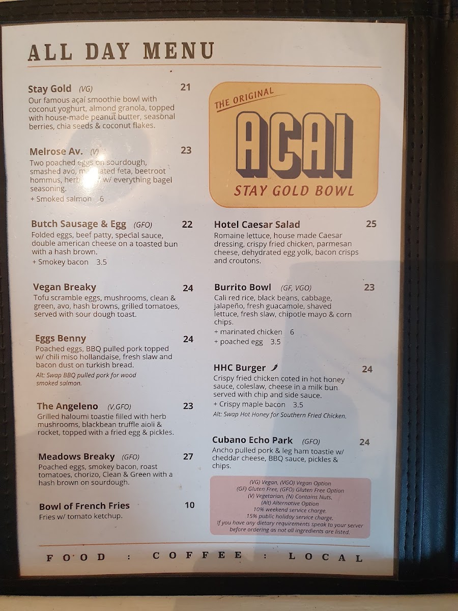 Mr Walker Melbourne menu board