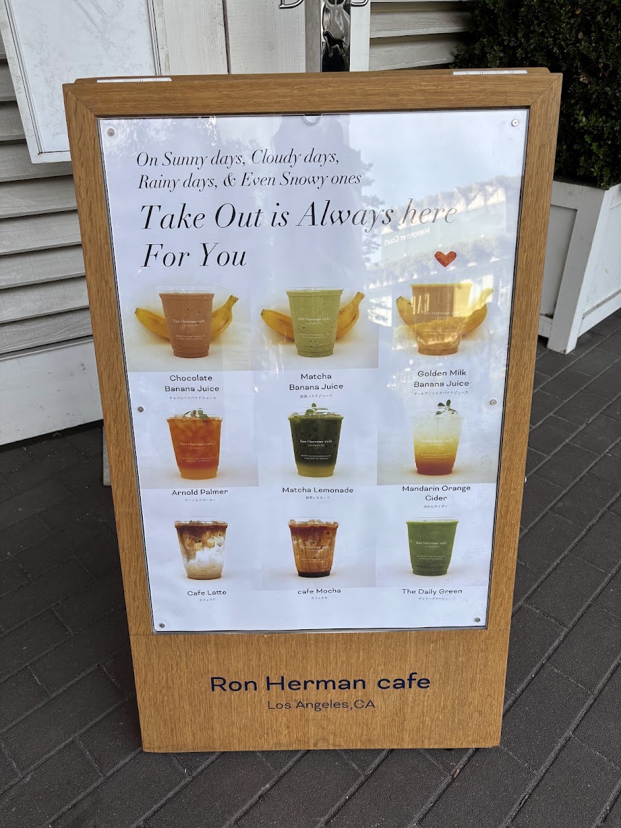 Ron Herman cafe Futagotamagawa menu board