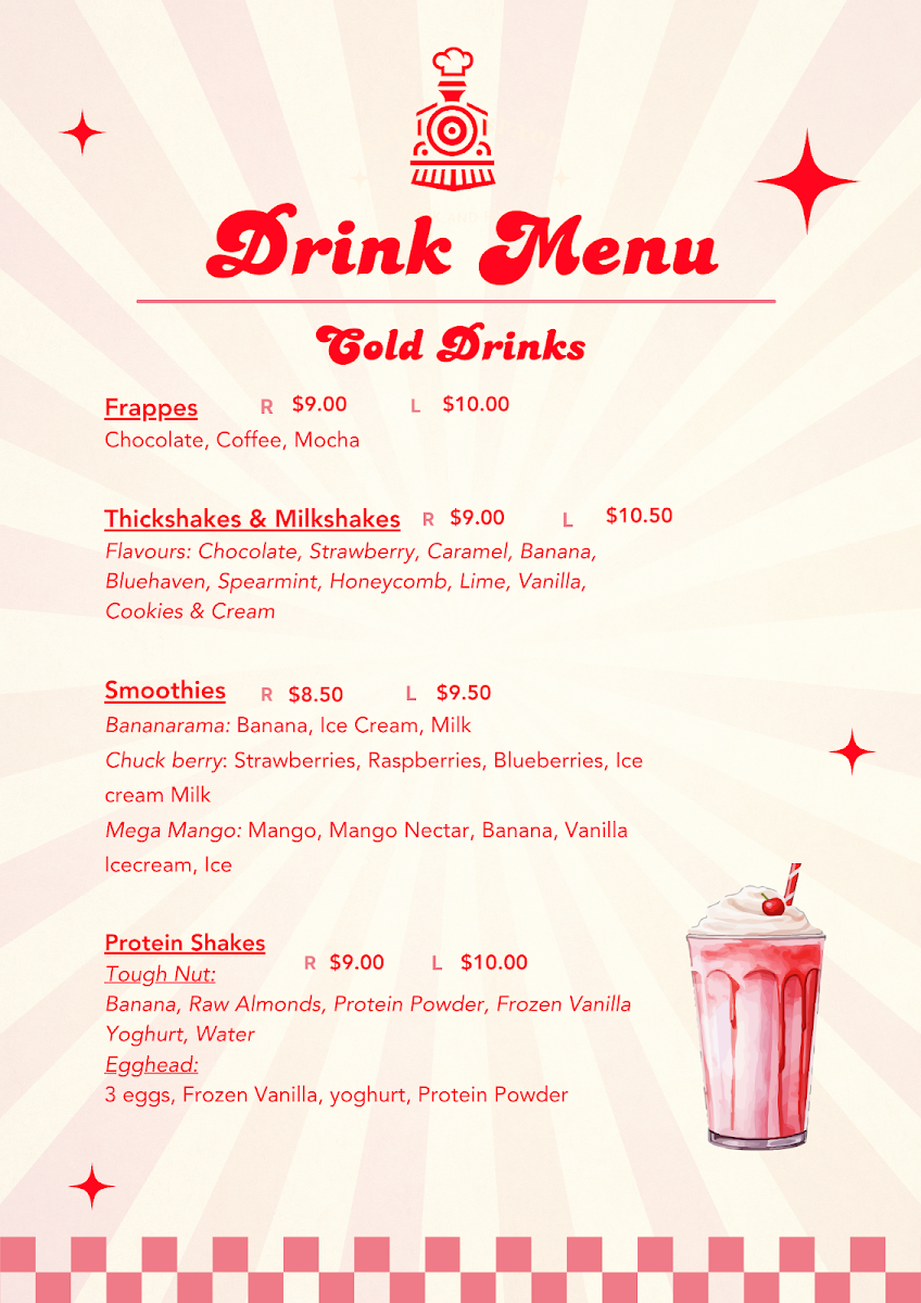 Krazy Train Diner menu board