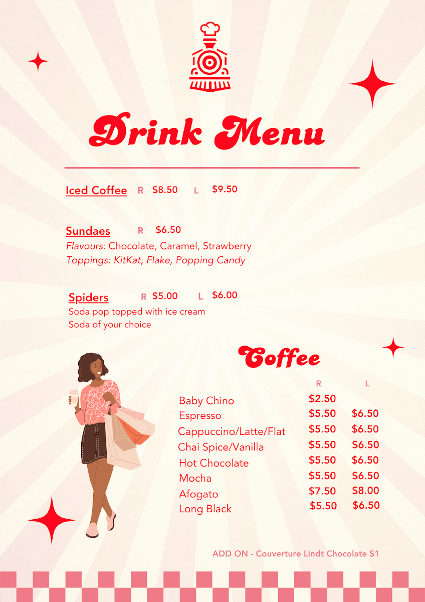 Krazy Train Diner menu board