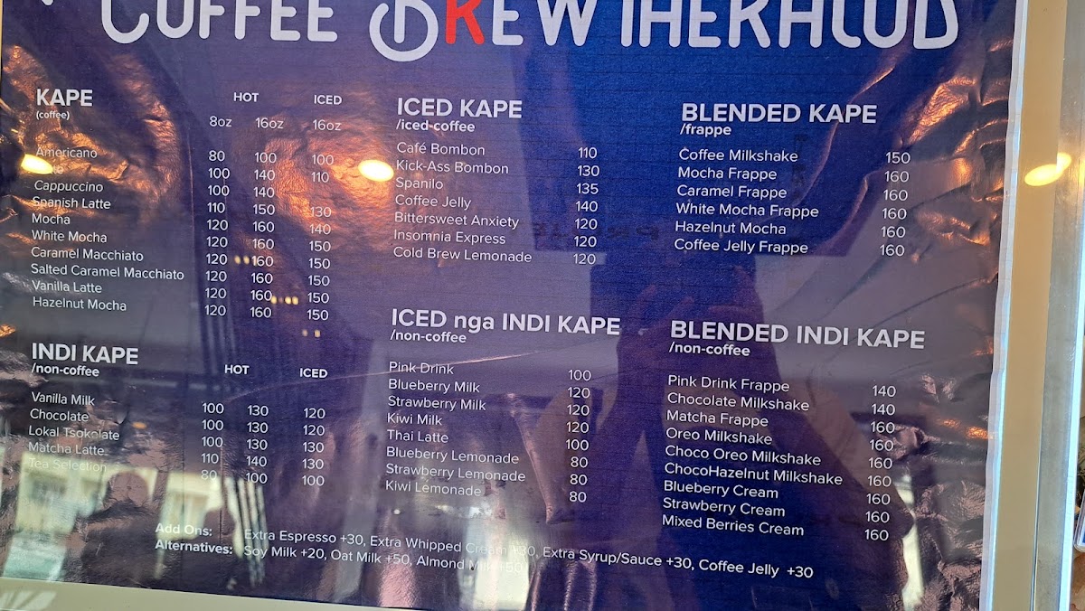 Coffee Brewtherhood menu board