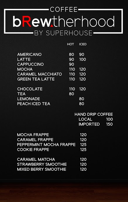 Coffee Brewtherhood menu board