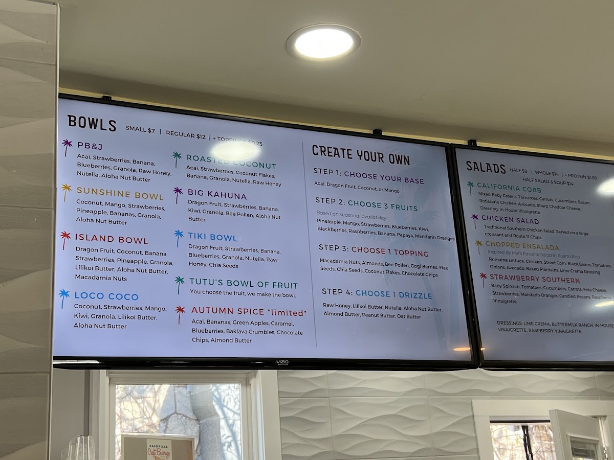 Roasted Coconut Cafe menu board