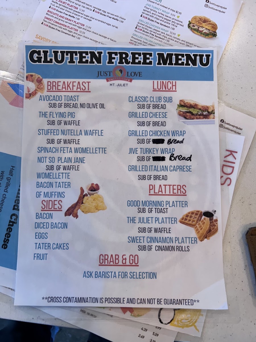 Roasted Coconut Cafe menu board