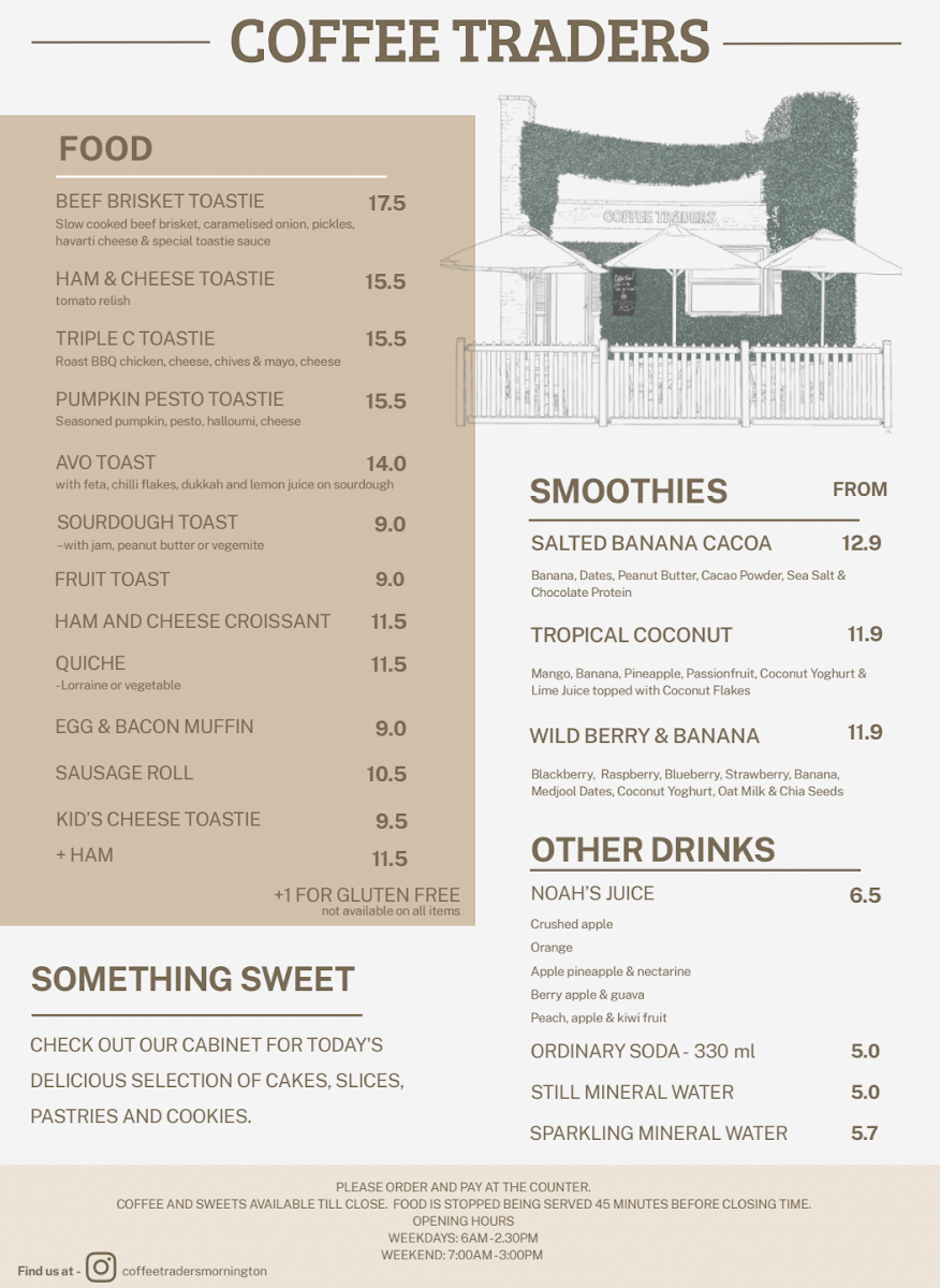 Coffee Traders. menu board