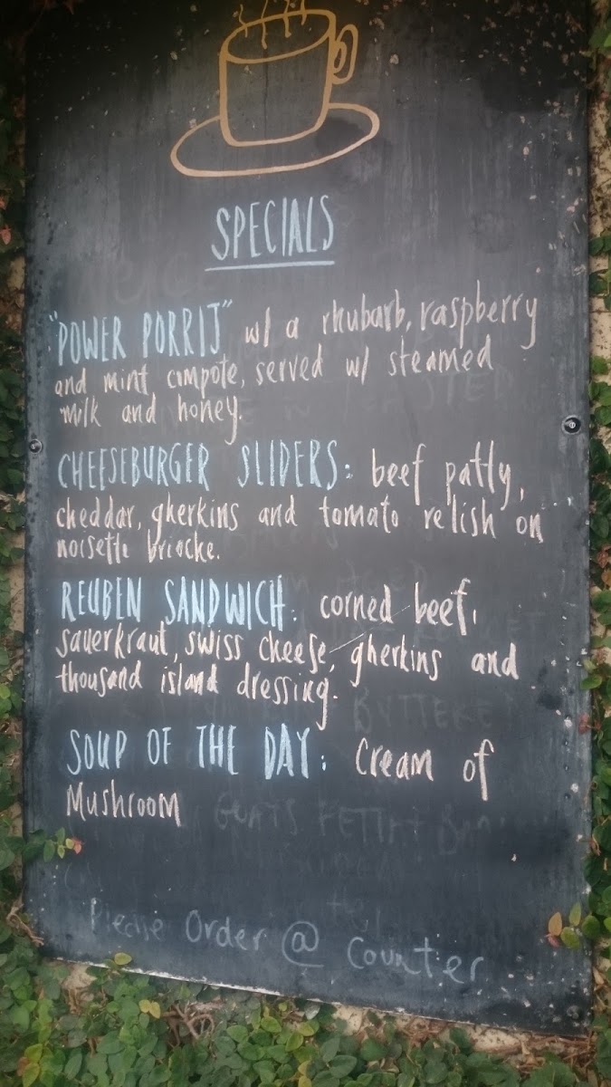 Coffee Traders. menu board