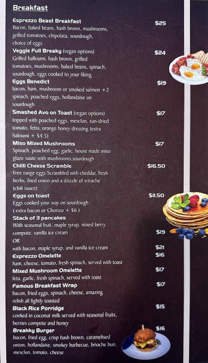 Esprezzo menu board