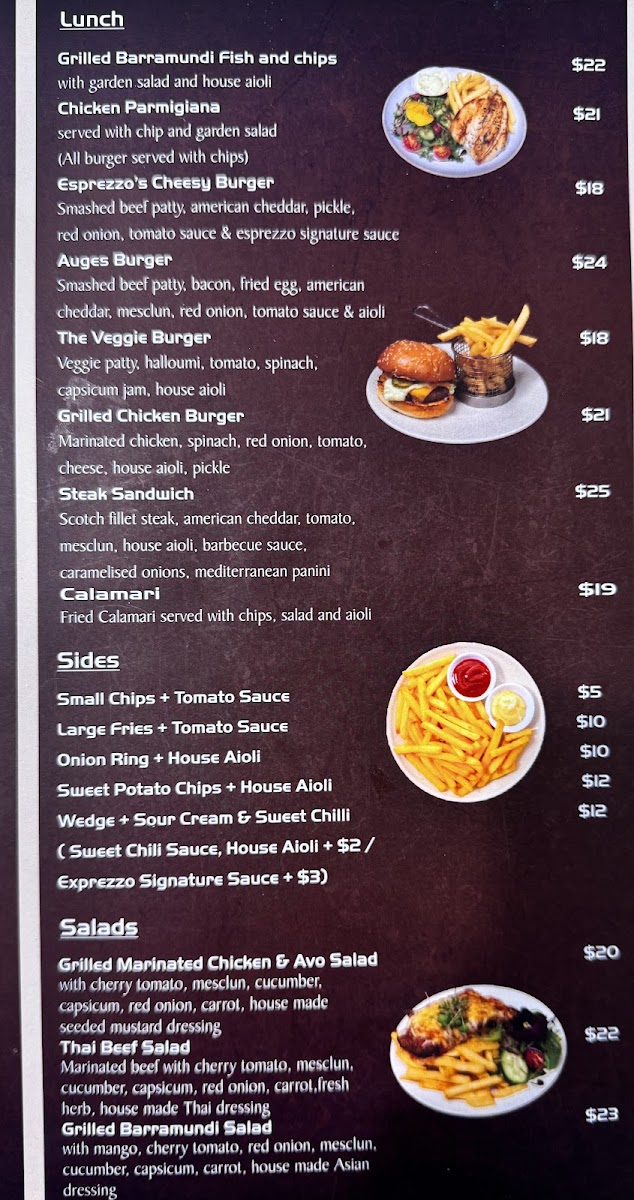 Esprezzo menu board