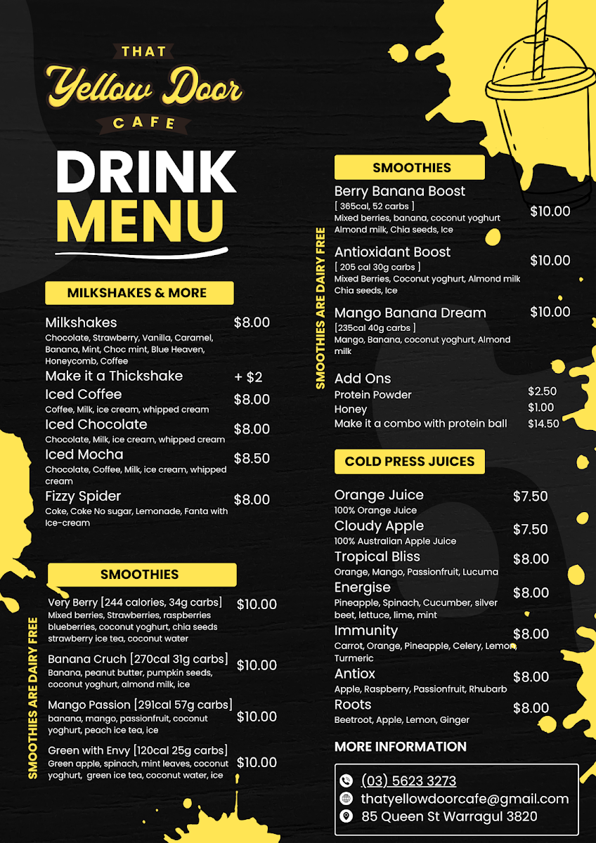That Yellow Door Cafe menu board