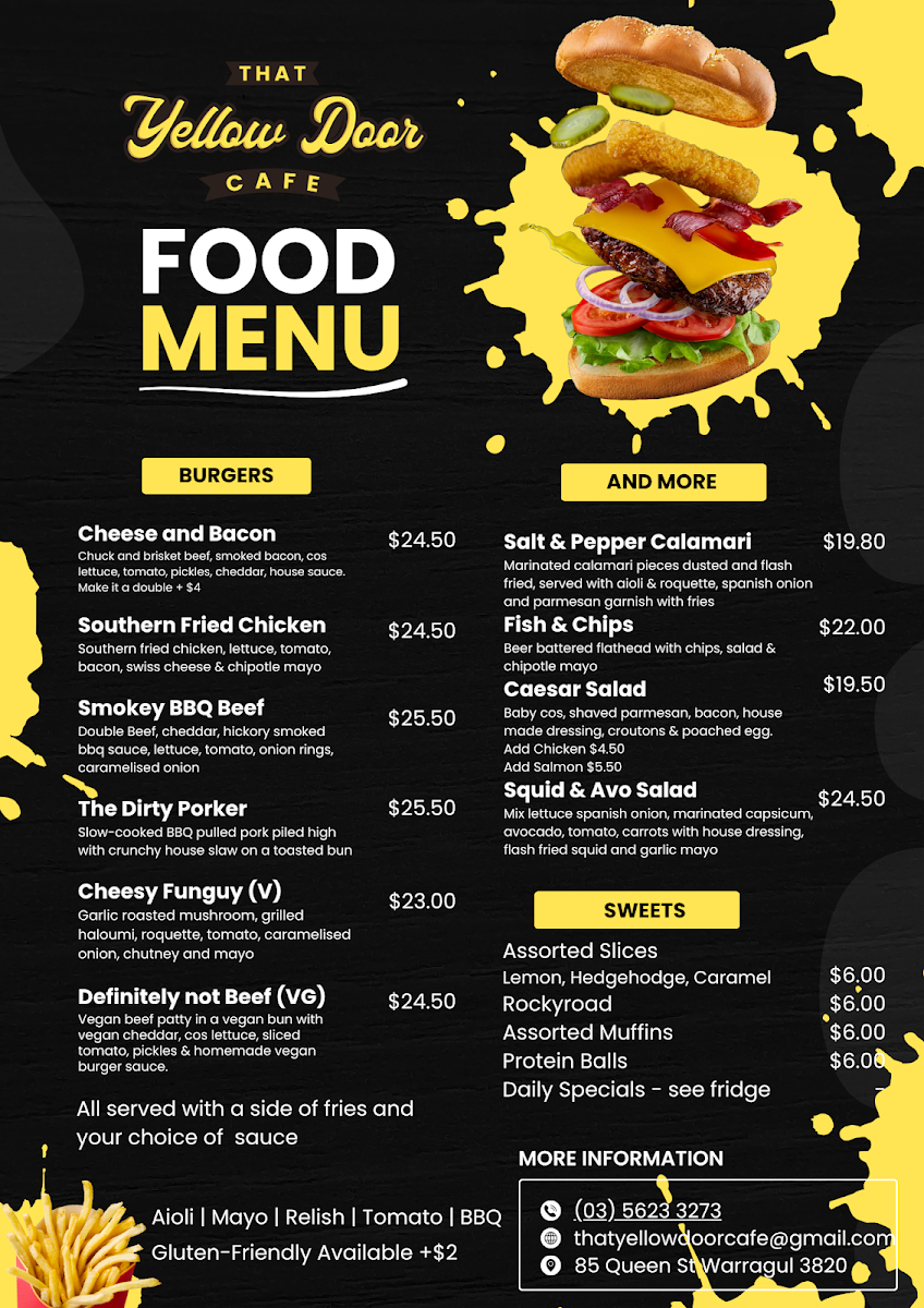 That Yellow Door Cafe menu board