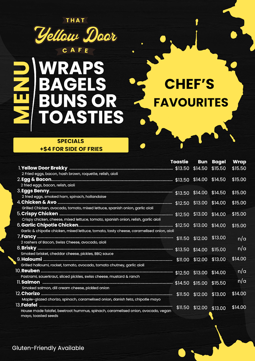 That Yellow Door Cafe menu board