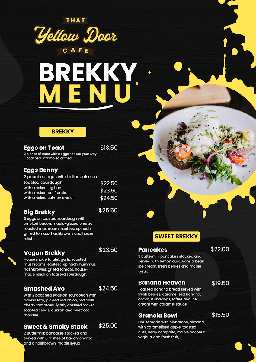 That Yellow Door Cafe menu board