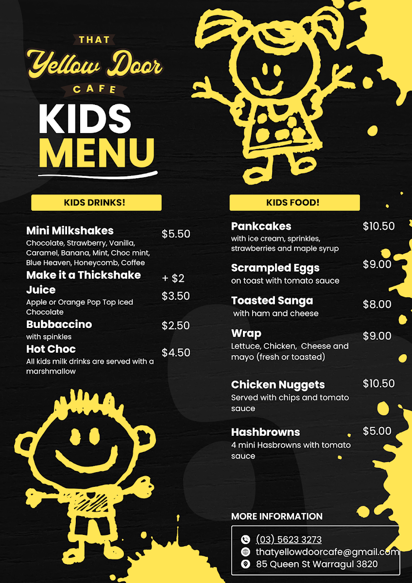 That Yellow Door Cafe menu board